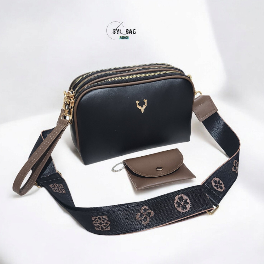 Promo Tas selempang wanita 3 ruang polos premium ALEXA BAG // tas slingbag korea style