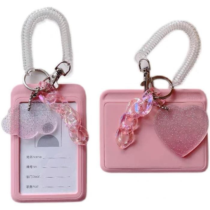 

Promo Pink & Blue Photocard Holder Set With Chain Gantungan Kunci Cover Pelindung Kartu KPOP empat Kartu Polaroid Holder Gantungan Set KPOP Tempat PC Kartu Ezlink - A.Pink,Heart,Hor