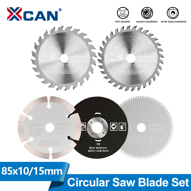 XCAN 5pcs Mini Circular Saw Blade Set 85x10/15mm HSS/TCT/Diamond Cutting Disc Carbide Tipped Woodwor
