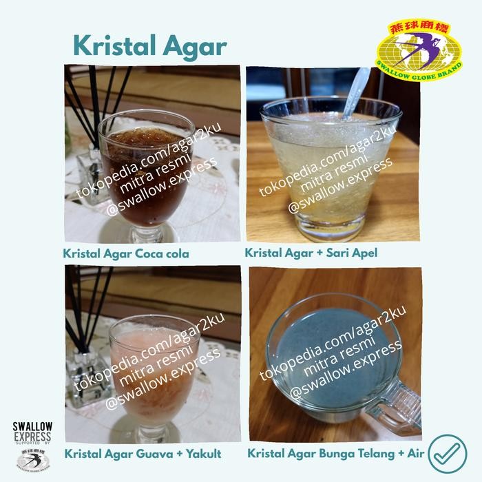 

Kristal Agar Tepung Agar-agar + Jelly Swallow Globe Brand - stroberi