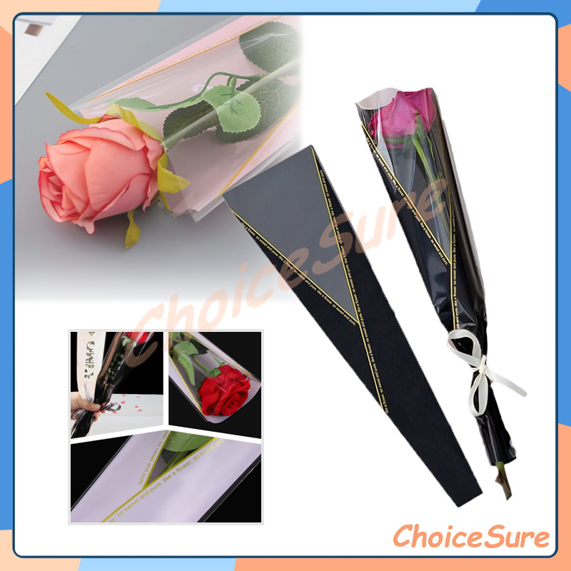 

50pcs Bungkus Plastik Bunga Satuan/Plastik wrapping bunga mawar/Plastik Cellophane Tangkai Mawar