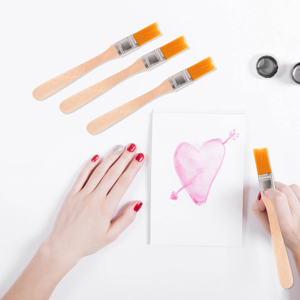 

6 pcs Nylon Paint Brushes 1 2 Inch Wooden Handle Reusable Portable Small for Painting Art Home Wall Even Bristles