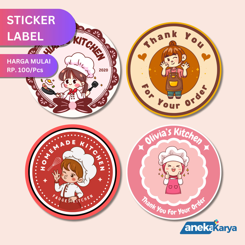 

Sticker Label Kemasan Custom | Makanan Ol Shop UMKM Murah