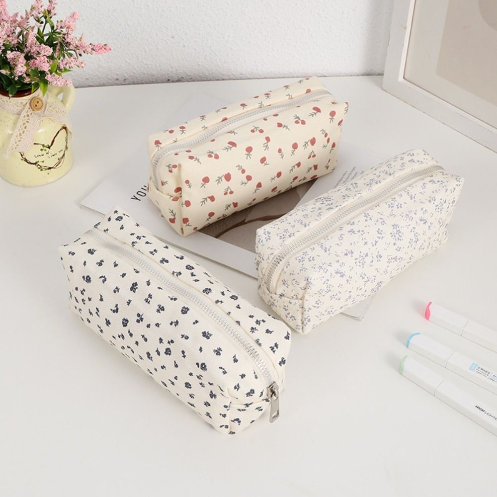 

INS Floral Print Pen Bag Large Capacity Multifunctional Pencil Case Stationery Organizer Gift