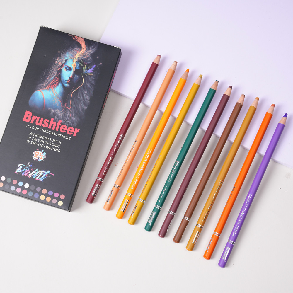 

24 Colors Professional Colored Charcoal Pencils Drawing Set Skin Tone Colored Pencils Pastel Chalk Pencils for Sketching