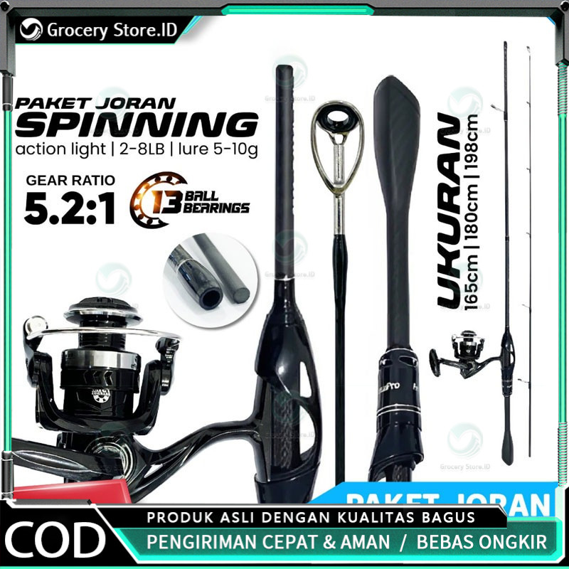 1 Set Joran Pancing Spinning & Casting 1.65M 1.80M Gagang Karbon Joran Casting Dengan Reel Pancing G
