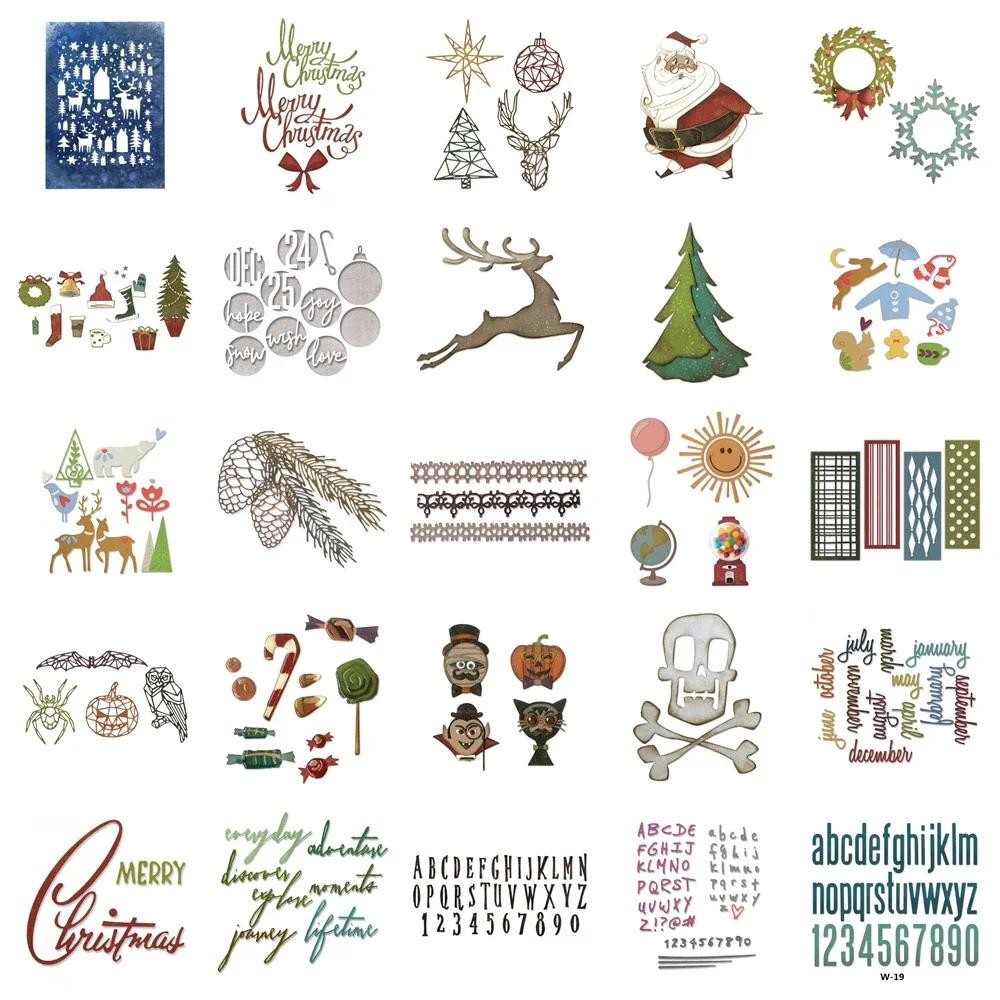 

Merry Christmas Halloween Candy Letters Metal Cutting Dies For Scrapbooking Paper Making Account Craft Set Card No Stamp