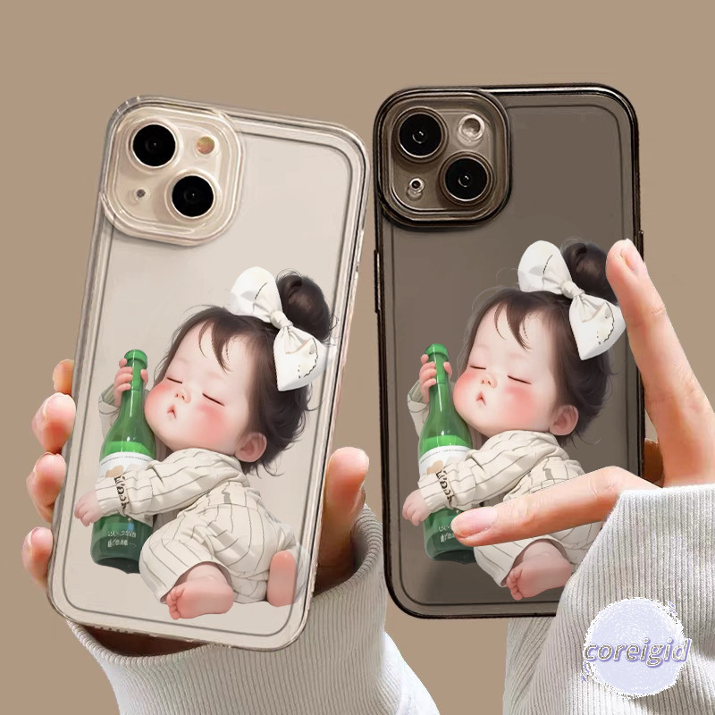 Case iphone 11 15 13 16 XR 12 Pro 14 pro max X 7 plus 8plus xs max 6 plus 11pro Case Gadis Botol Ang