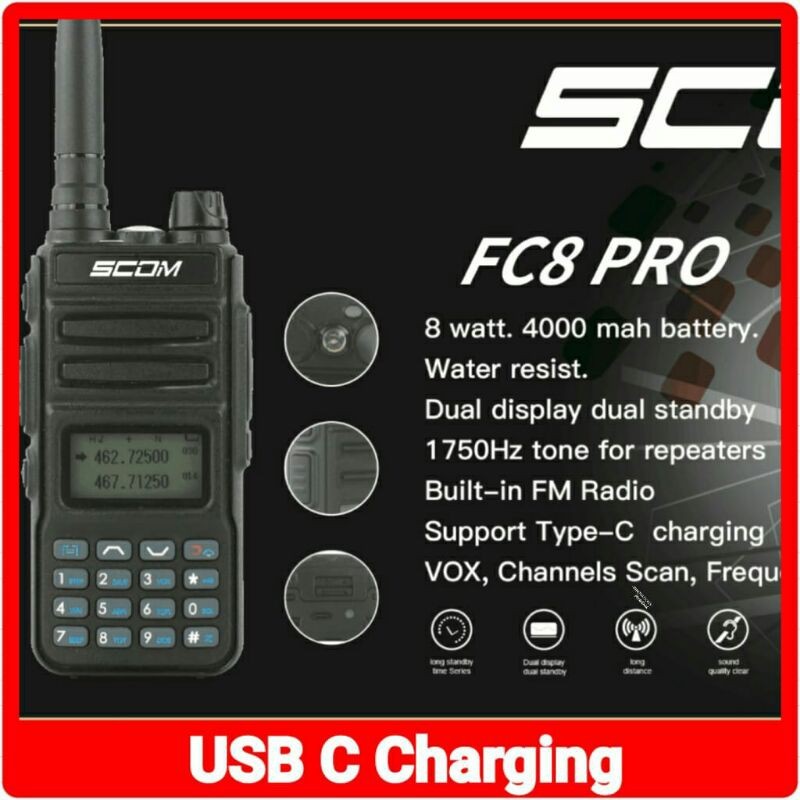 HT SCOM FC8 PRO Fast Charging USC C Handy Talky handy talky