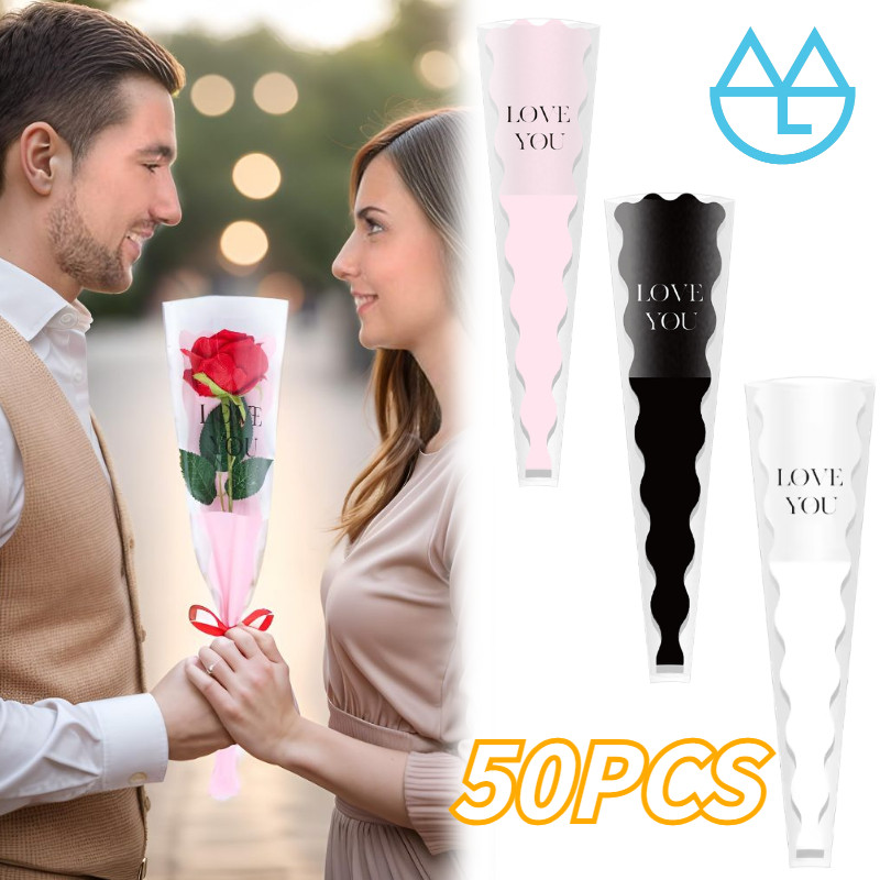

50Pcs Plastik Rose Cellophane / Kantong Bunga Single Transparent / Plastik Bungkus Buket