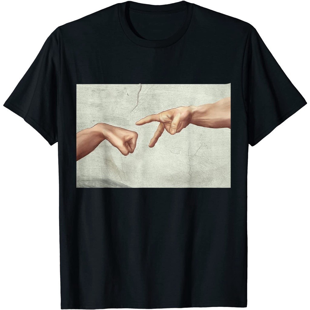 Baju Kaos Dewasa Creation of Adam Michelangelo Art Game Rock Paper Scissor