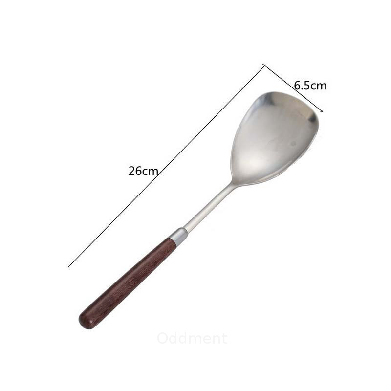 

Baja tahan karat Sendok Gagang kayu Penggorengan Sekop Tebal Perkakas Peralatan rumah tangga Dapur