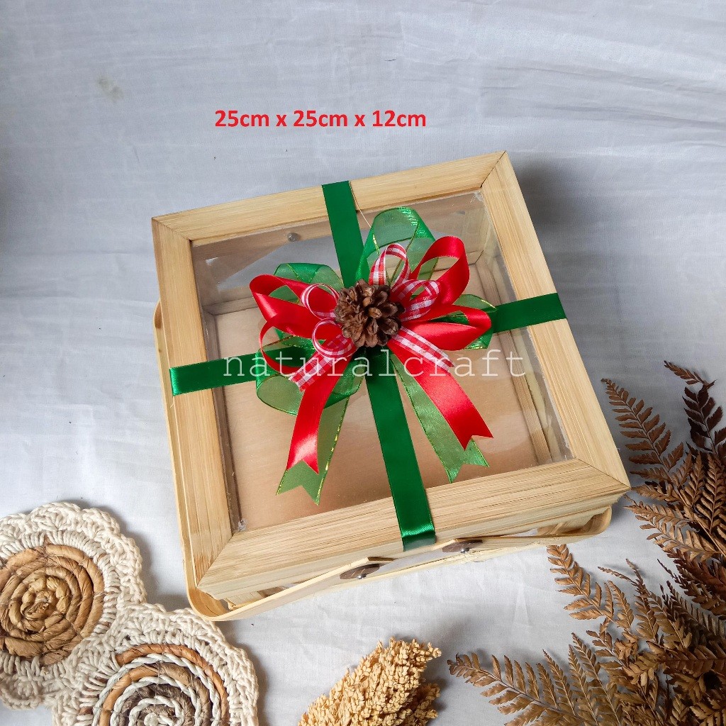 

(B161) NATAL SERIES Keranjang Full Mika 25cm Pita Hampers Exclusive l Wadah Hampers l Parcel l Hadiah l Hantaran l Seserahanl Nikahan l Syukuran l Naturalcraft