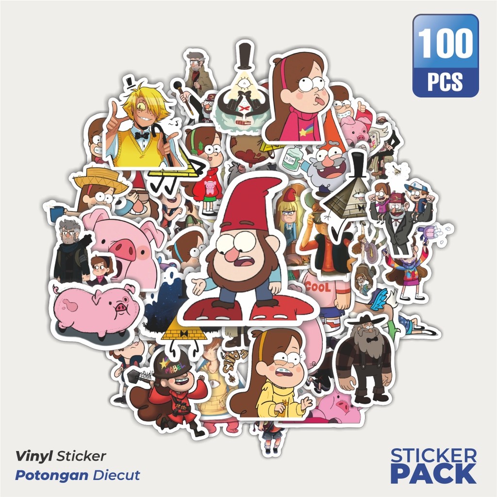 

100 PCS STIKER Kartun Series Gravity Falls Karakter Mix 5 Waterproof Aesthetic- Untuk Laptop, Motor, dan Helm - Paper Stationery Pack