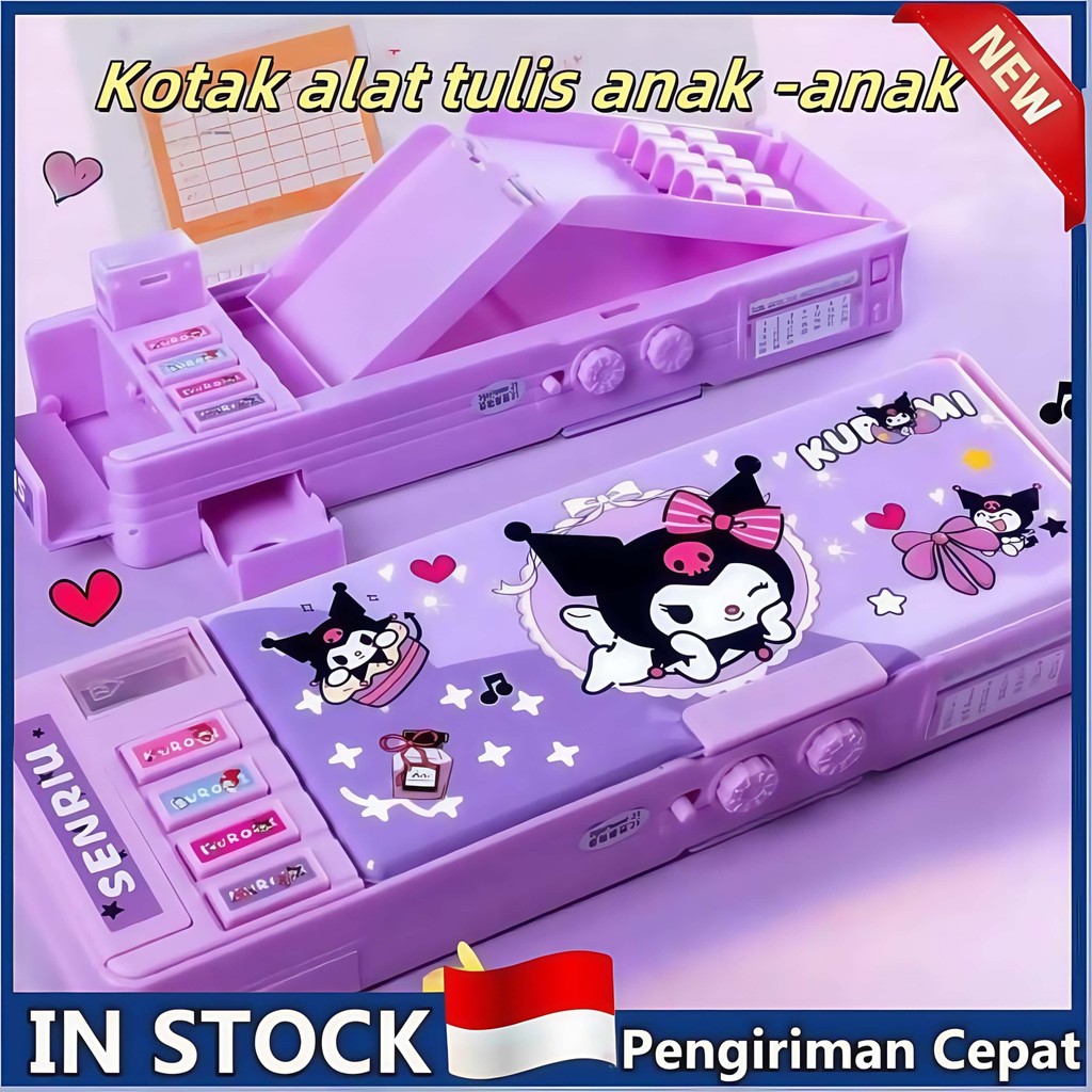 

（In Stock) Gaya Baru Cinnamoroll Kotak Alat Tulis Multifungsi Kunci Kode Perempuan Pensil Sanrio Dua Sisi Bernilai Tinggi Kapasitas Besar