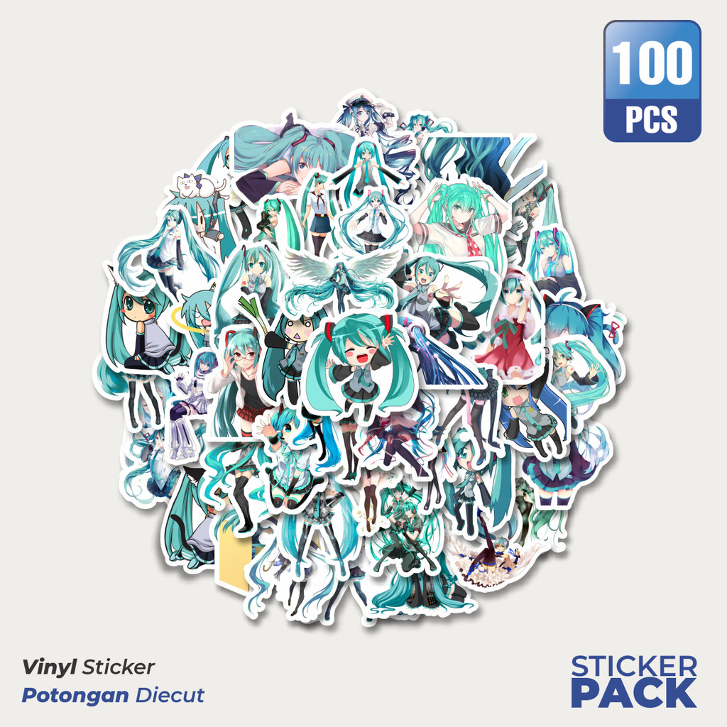 

100 PCS STIKER Stiker Music Series Hatsune Miku Mix 5 Waterproof Aesthetic- Untuk Laptop, Motor, dan Helm - Paper Stationery Pack