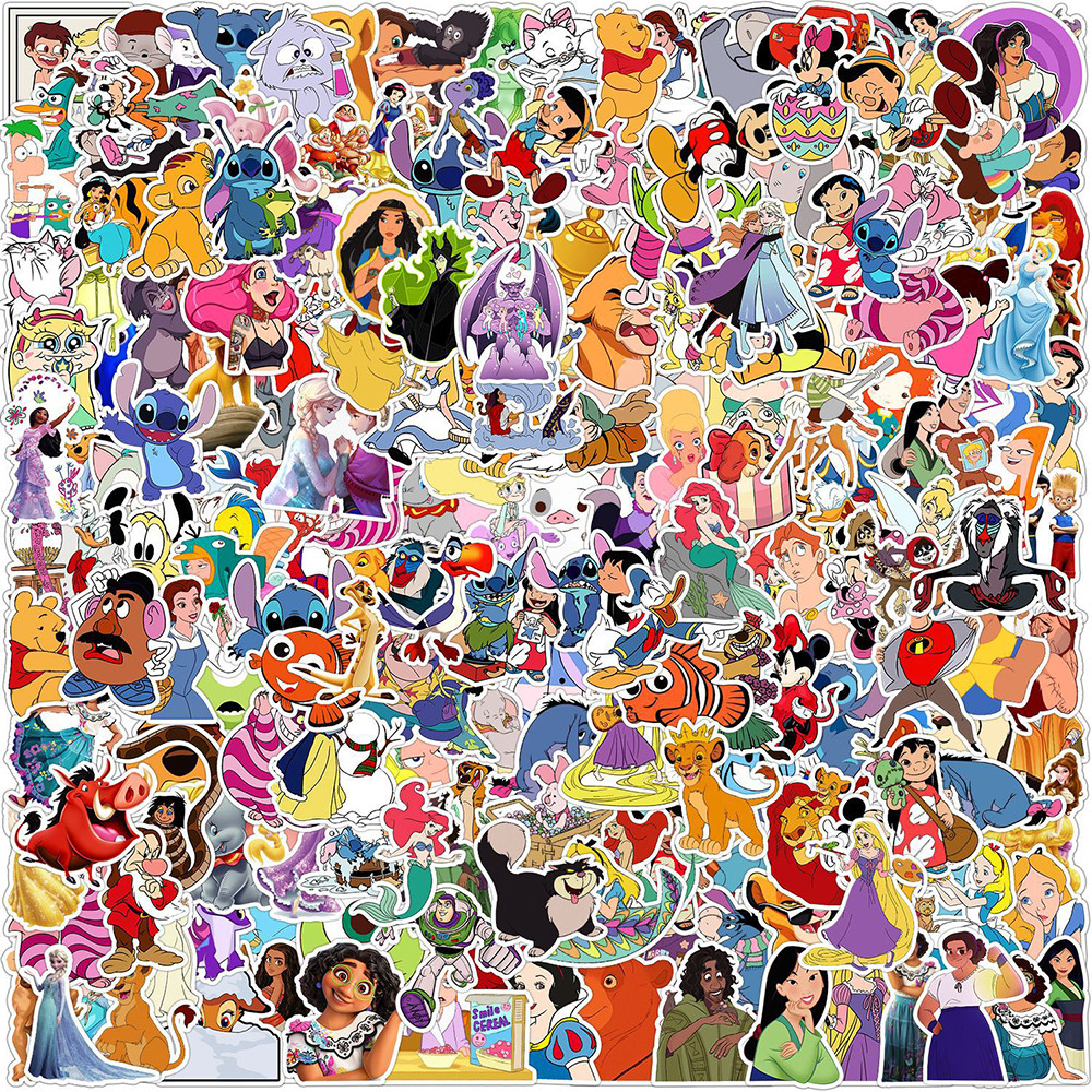 

10/30/50/100/200pcs Disney Cute Mix Cartoon Micky Princess Stickers Laptop Skateboard Phone Car Graffiti Sticker Decal Kid Toy