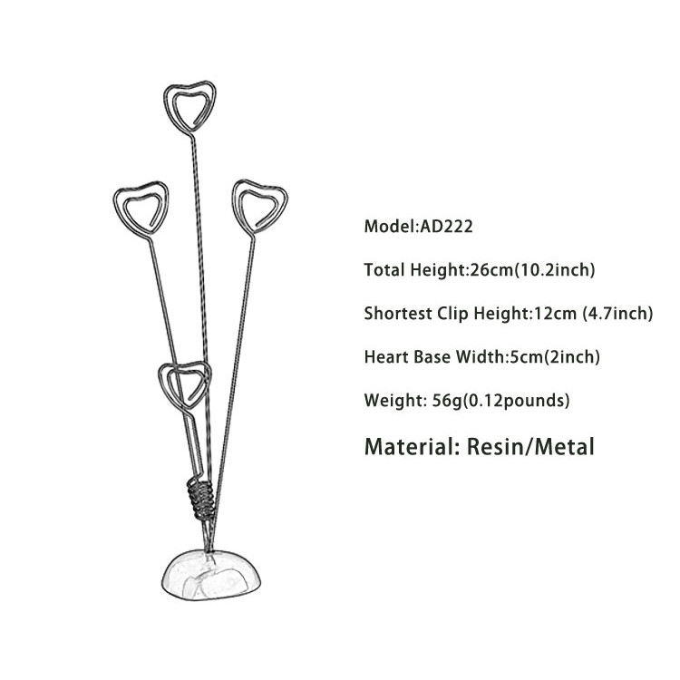 

Red Heart Base 4 Heart Wire Photo Clip,Multi Message Memo Holder,Picture Clamp,Table Place Card Holder,Wedding Favo Decoration