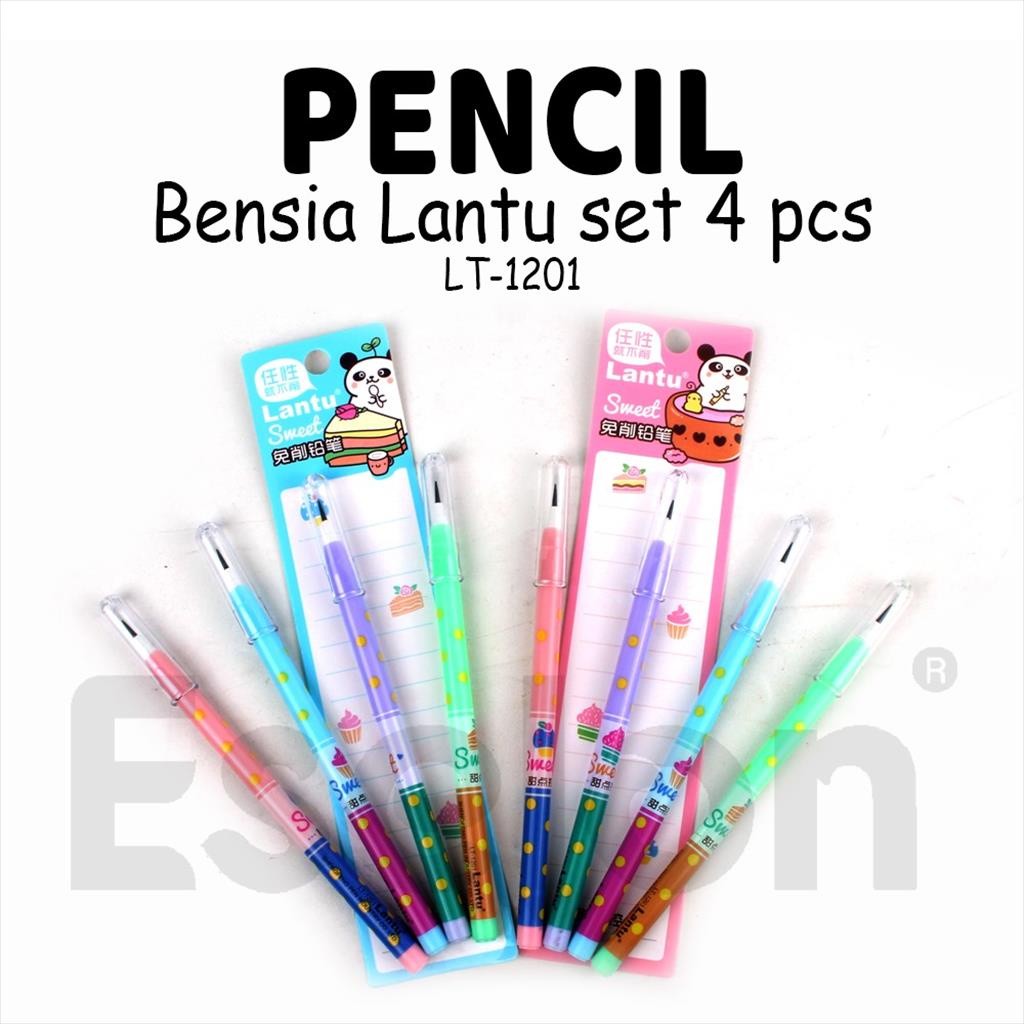 

❤️️1set Isi 4pcs Pensil Bensia Lantu / 1pak Pensil Bensia LT-1201❤️️