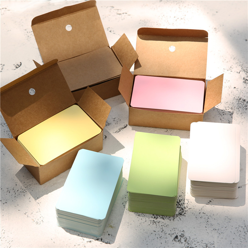 

100pcs Color kraft double-sided card on-the-go portable message card DIY mini postcard greeting card