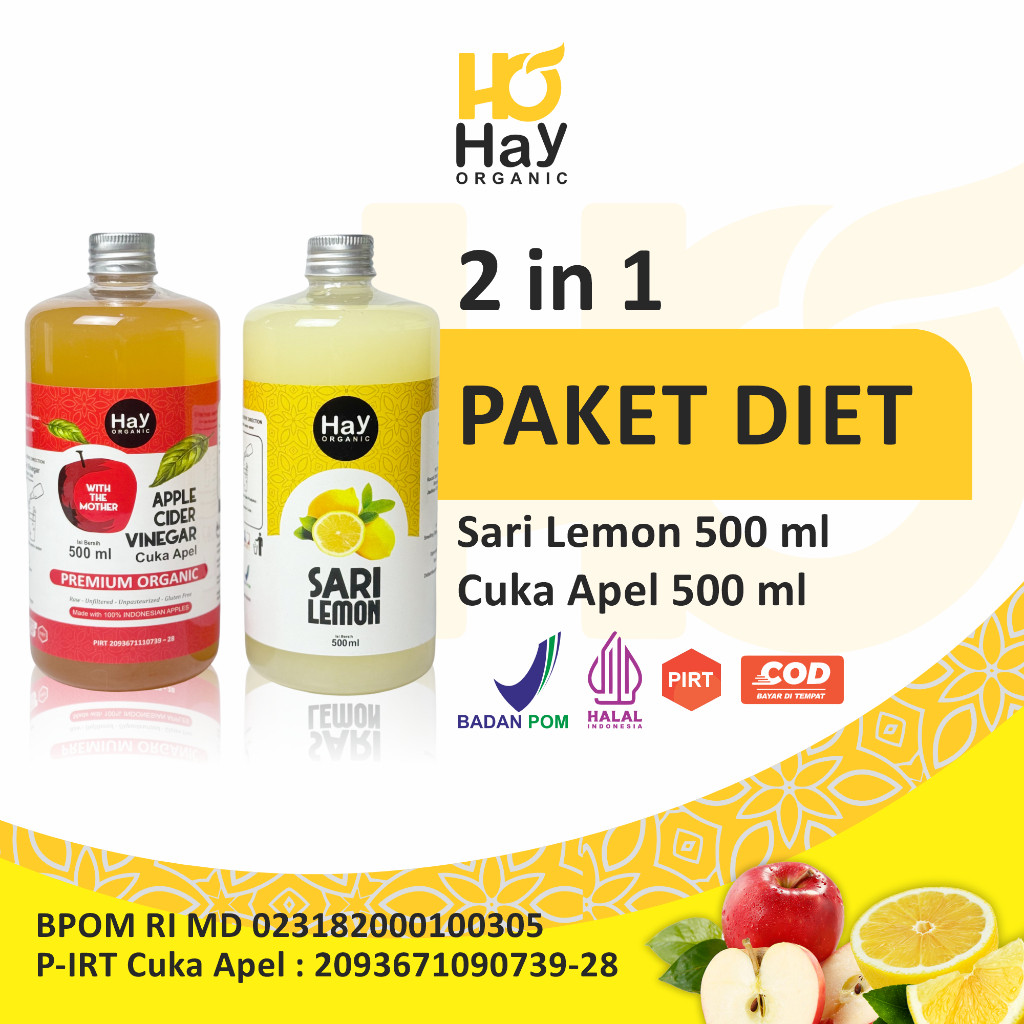 

Hay Organic - Paket Diet Sehat Bundling Cuka Apel 500ml dan Sari Lemon 500ml