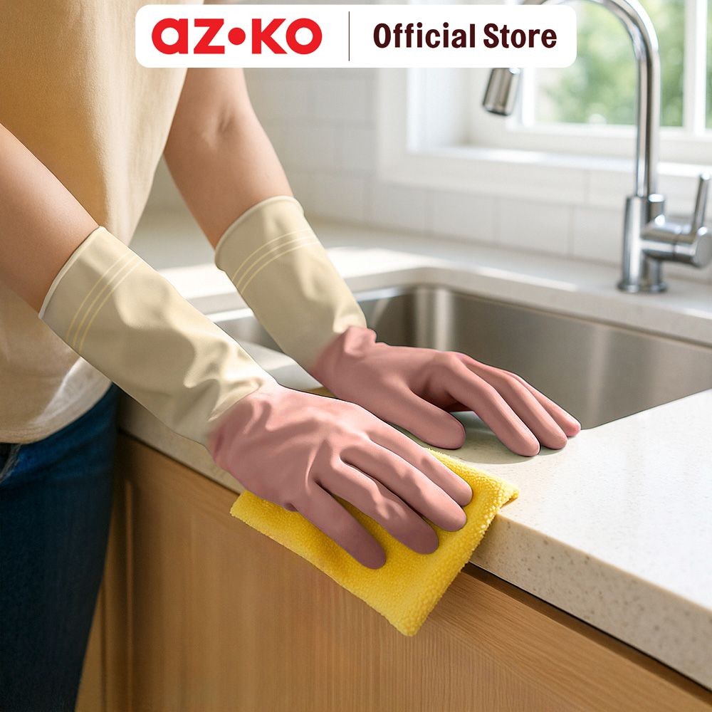 AZKO Proclean Sarung Tangan Panjang Pvc Two Tone Cleaning Hand Gloves Cleaning Tools Pelindung Tanga