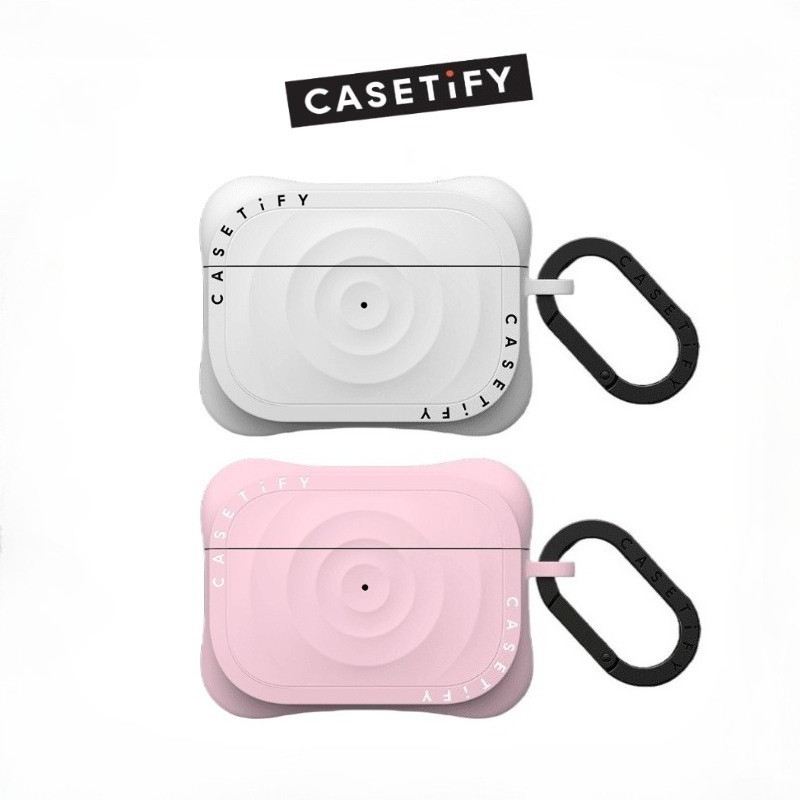 【Ripple Case】CASETiFY - Primrose Pink - White Ripple Case with Ring for AirPods 3 / AirPods Pro / Ai