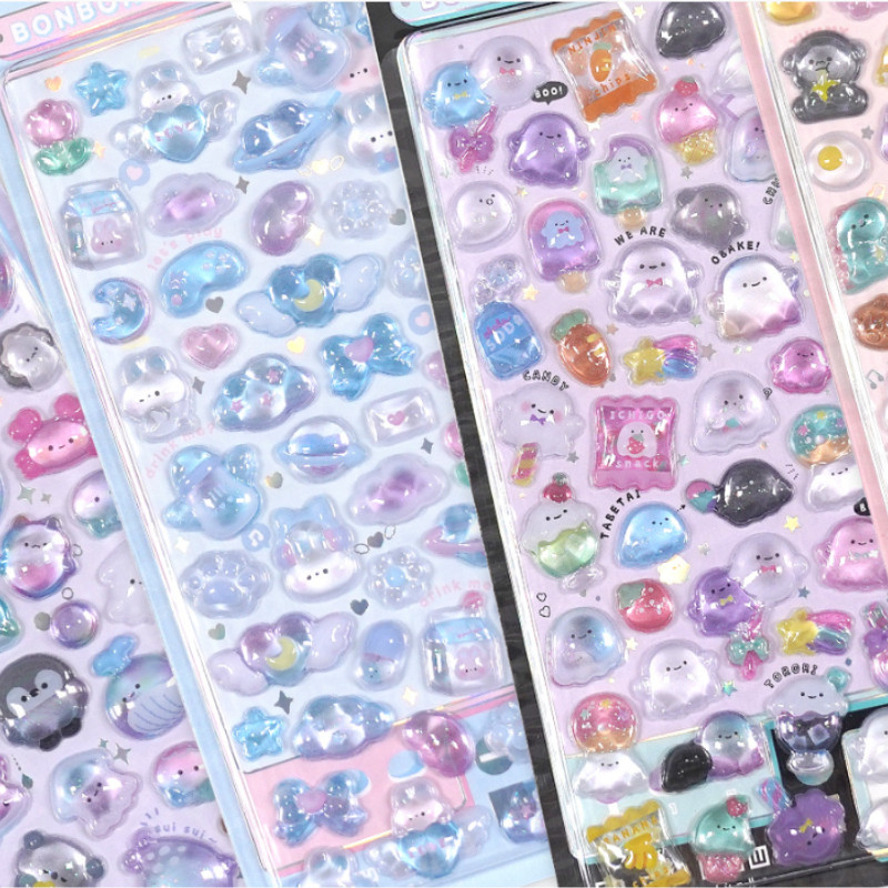 

3D Cute Cartoon Animal Scrapbooking Girl Relief Stickers Sparkling Crystal Decorations for Children Phone Case DIY Craft