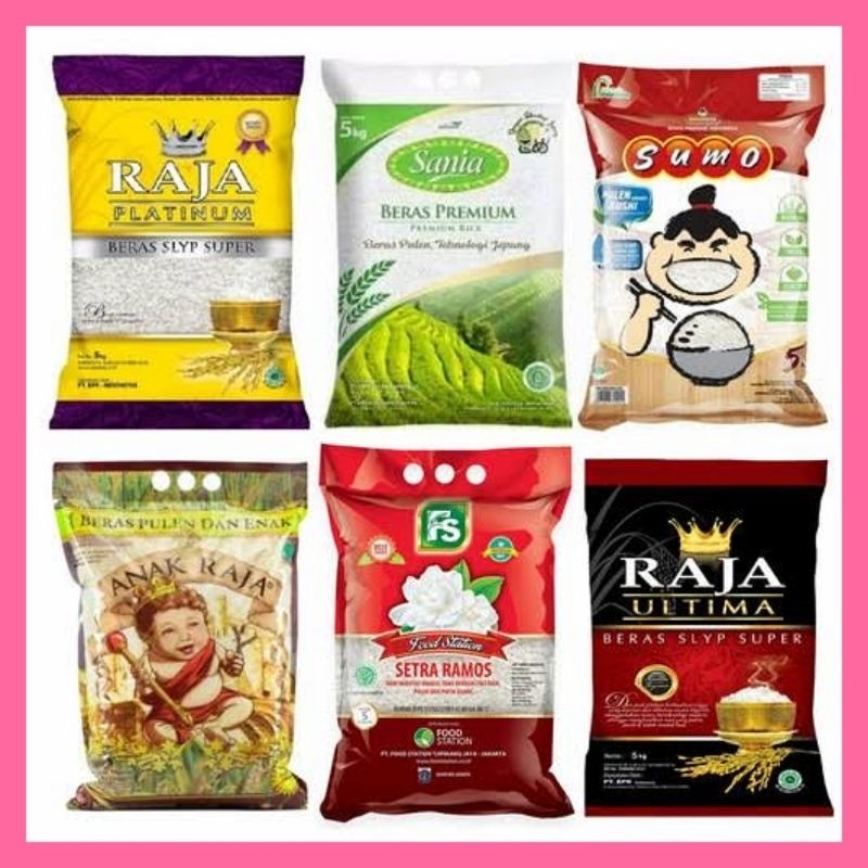 

Beras 5 kg 1 kg sumo sunmi sania Topi koki Raja platinum ultima fs setra ramos rojolele