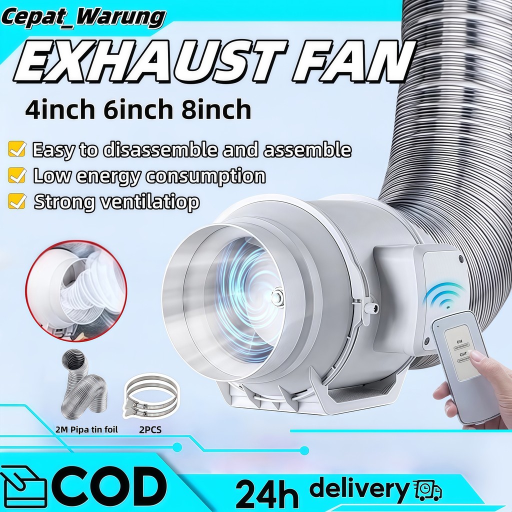 4'' 6'' 8''Sistem Ventilasi Dapur, Kamar Tidur, Dan Kamar Mandi/Fan Ventilator Kamar Mandi Tekanan M