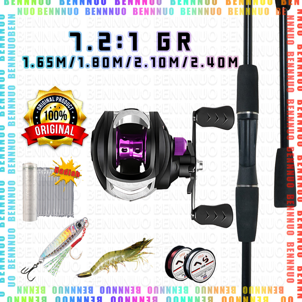 Alat Memancing Lengkap 5 SET  Ungu AK200 BC Joran Pancing Set Paket Murah Peralatan Memancing Ringan