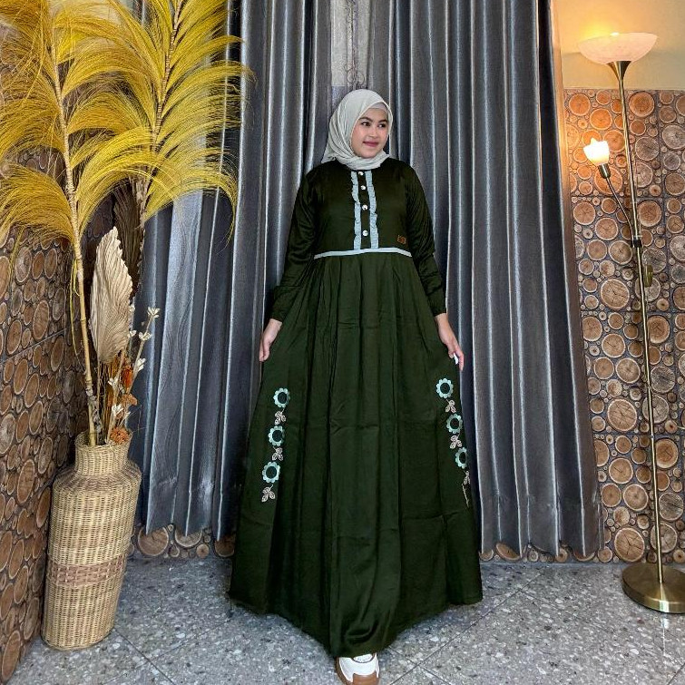 Gamis Amanda Qoima Bordir Rayon Twill Premium