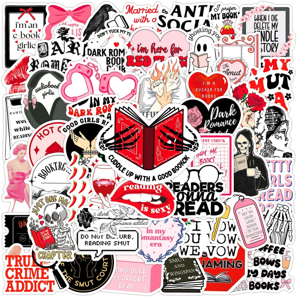 

10/50pcs Goth Dark Romance Reader Bookish Stickers Kindle Spice Hot Girls Cartoon Booktok Decals Car Phone Laptop Diary Sticker