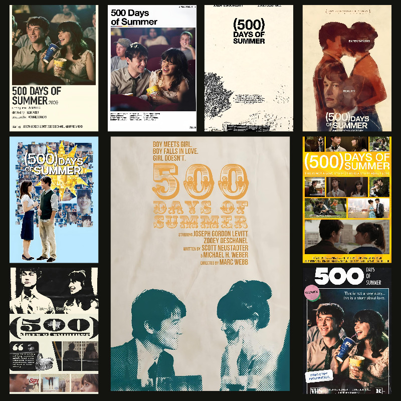 

Romantic Inspired Movie 500 Days Of Summer Poster Wall Art Home Decor Room Decor Digital Painting Living Room Restaurant Kitche