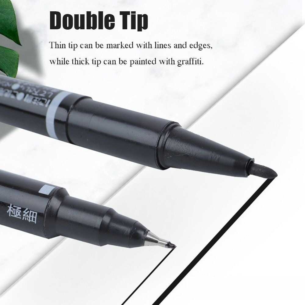 

ANDEASTR ZEBILI Pena Spidol Permanen Dual Head Marker Waterproof 0.5 1mm 10 PCS - MO-120-MC