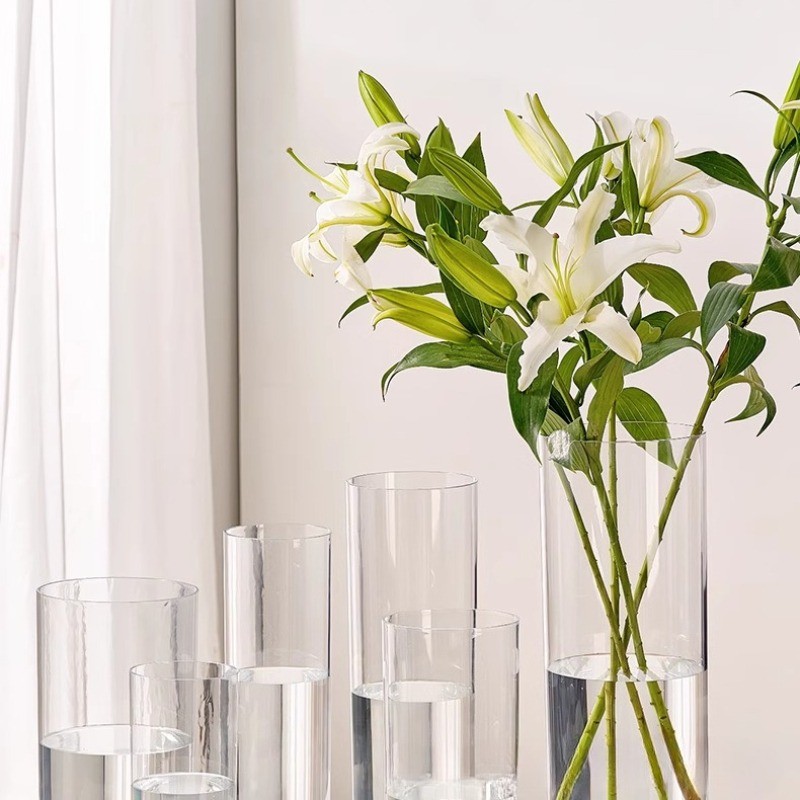 Unbreakable Tall Plastic Vase - Acrylic Clear Cylinder Flower Vase, Hurricane, Wedding Centerpieces 
