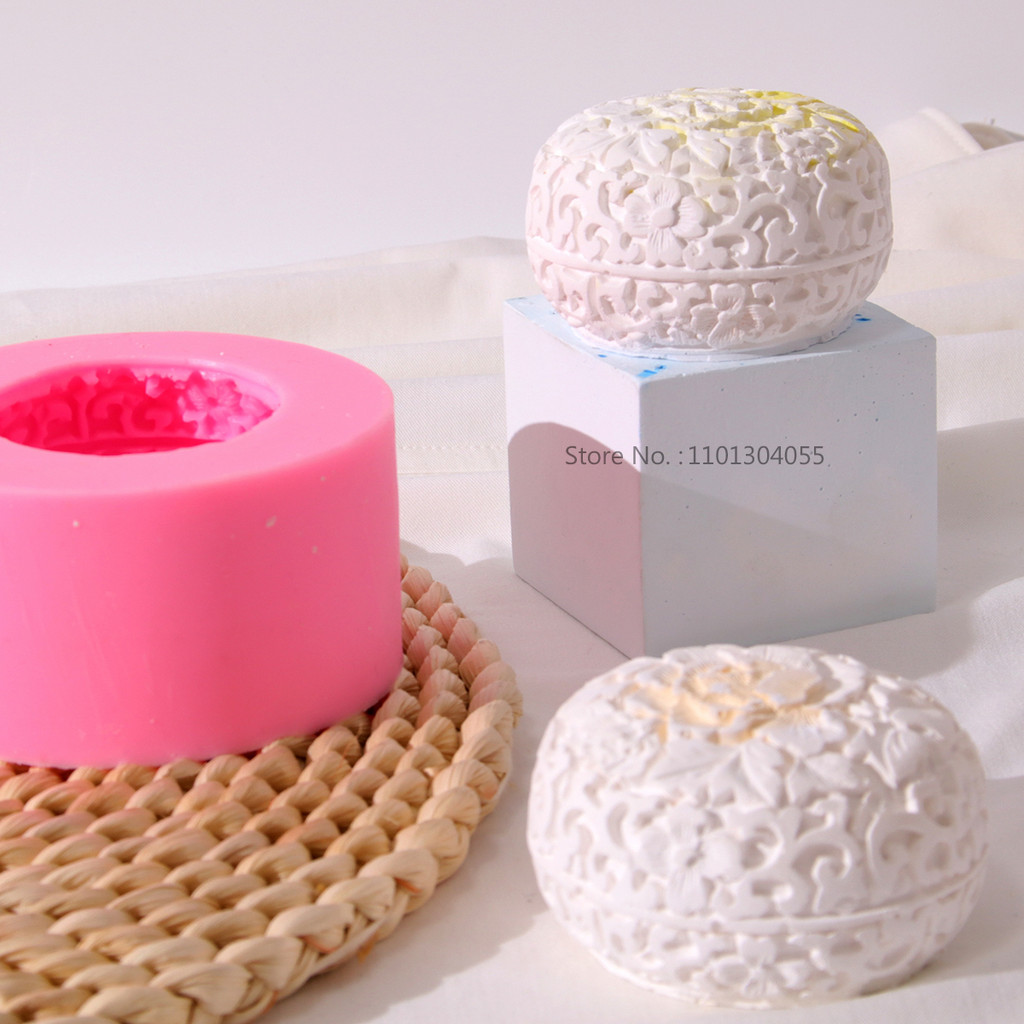 

DIY round Flower Silicone Molds for Scented Candles And Soaps Embossed Bathroom Wax Mould for Flower Shape Plaster Making