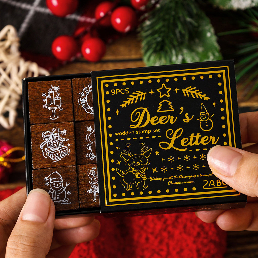 

9 pcs decorations stamp Wooden Rubber Stamp Scrapbooking Deco DIY Craft Standard Wooden Stamps Set