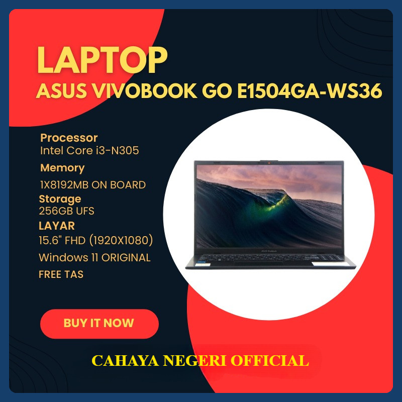 PROMO LAPTOP Asus VivoBook CORE I3 RAM 8GB 256GB UFS LAYAR FULL HD WINDOWS 11 ORI Asus VivoBook Go E