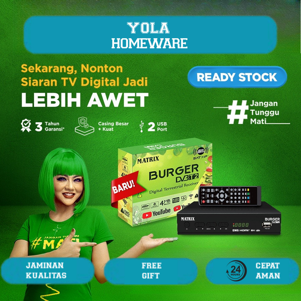 STB matrix burger / Set Top Box Matrix Burger / STB matrix apple  HD DVB-T2 Penerima siaran TV Digit