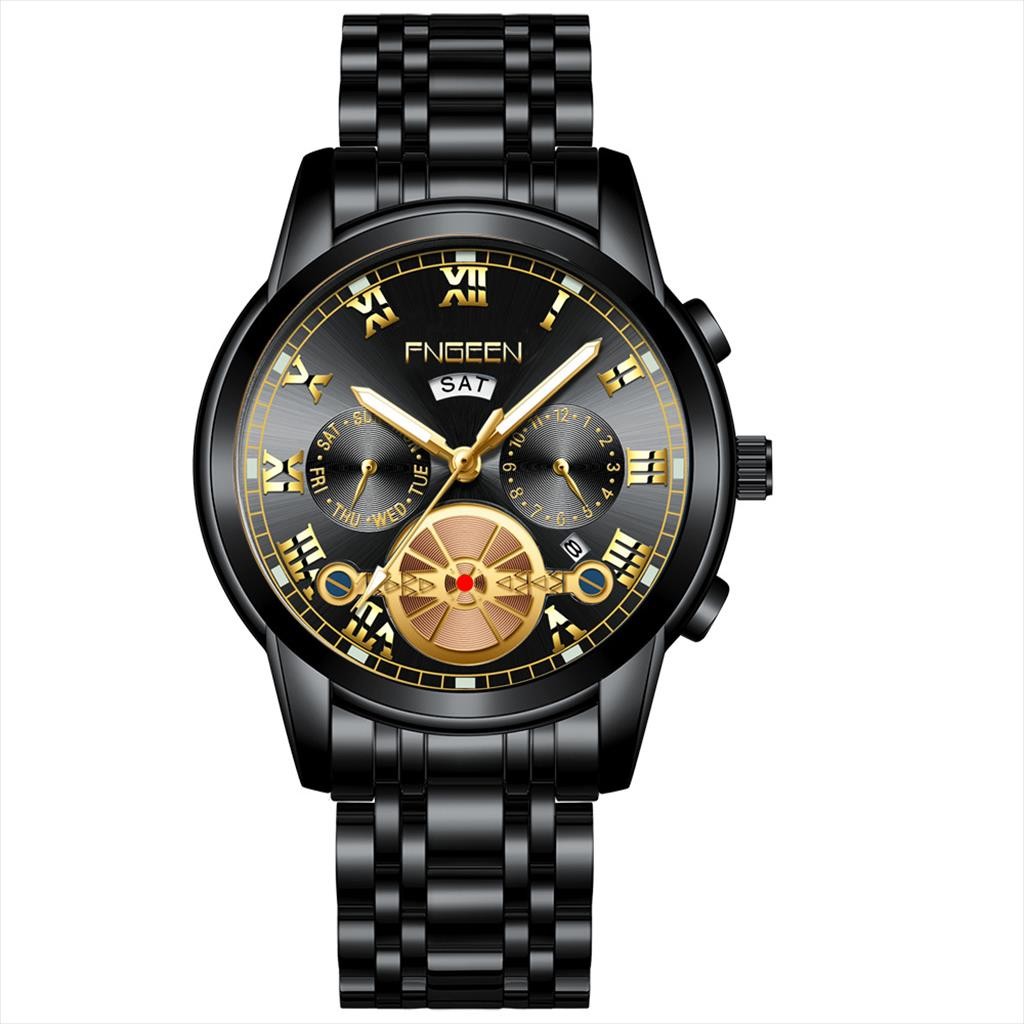 Jam Tangan Pria Analog Date FNGEEN 4001 Water Resist Stainless Steel Original fashionwatch.id