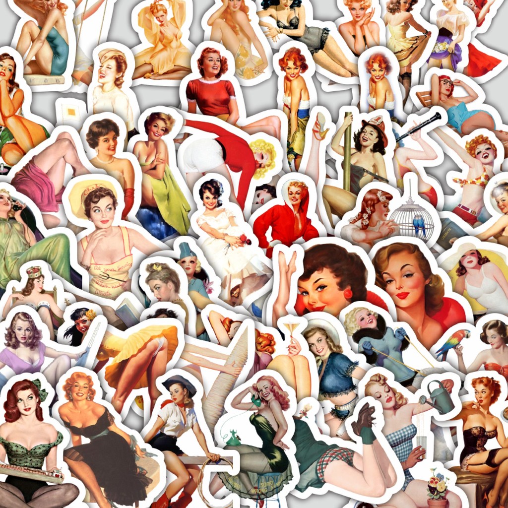 

Stiker Cutting Pack Stiker Vintage Retro Pinup Girls Illustration Mix 2 Isi 100Pcs Series Aesthetic Lucu Keren Untuk Koper Bahan Vynil