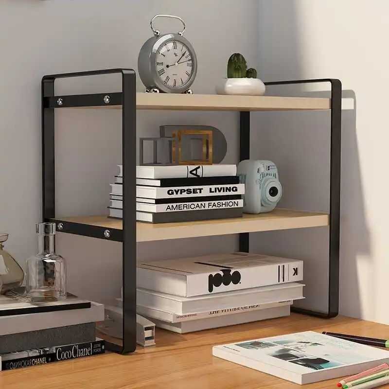AOLIVIYA Rak Buku Minimalis DIY Table Bookshelf Organizer Double Layer - AO30 -MR