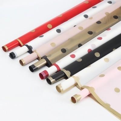 

kireipaper - Flower Wrapping Cellophane Polkadot Les Gold Kertas Buket Bunga Ecer 1 LEMBAR
