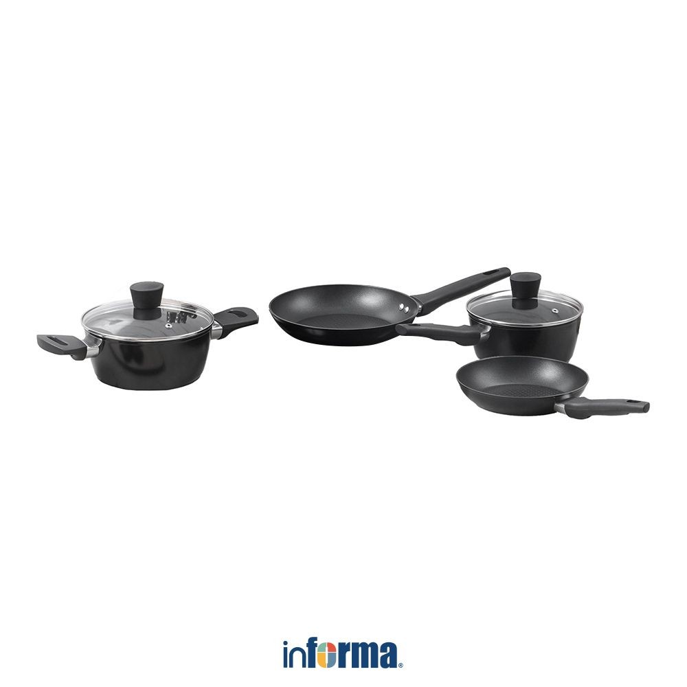 Informa Cooking Color Set 6 Pcs Levi Perlengkapan Masak - Hitam Cookware Set Set Wajan Peralatan Mas