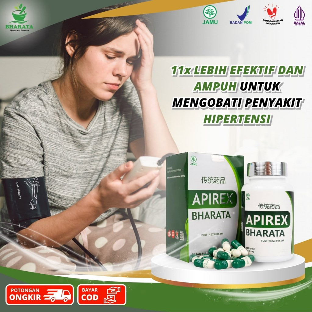 Obat Penurun Darah Tinggi Hipertensi Manjur APIREX BHARATA / Obat Vertigo Kolesterol Tinggi Mujarab