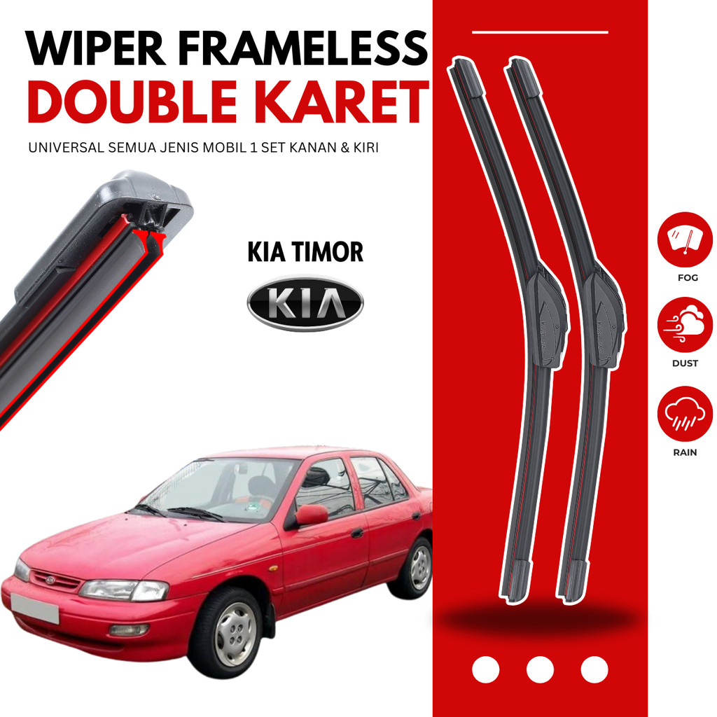 Wiper Kaca Mobil KIA Timor Karet Wiper Double Satu Set Premium