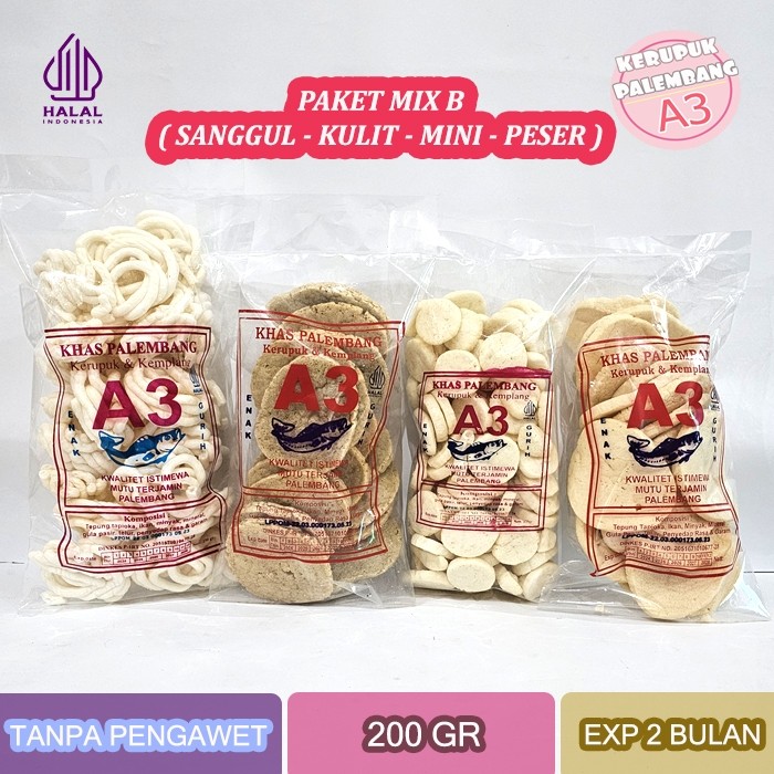 

Emama.store PAKET MIX B - KERUPUK MINI PESER SANGGUL KULIT KEMPLANG IKAN TENGGIRI 800GR