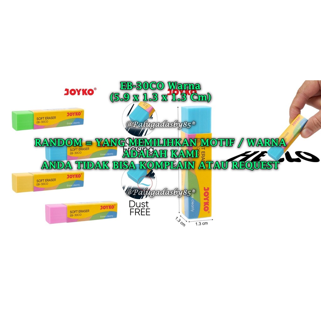 

(1 Biji) GROSIR Penghapus JOYKO EB-30CO Warna / Eraser Penghapus Joyko EB-30CO Warna (1 Biji)
