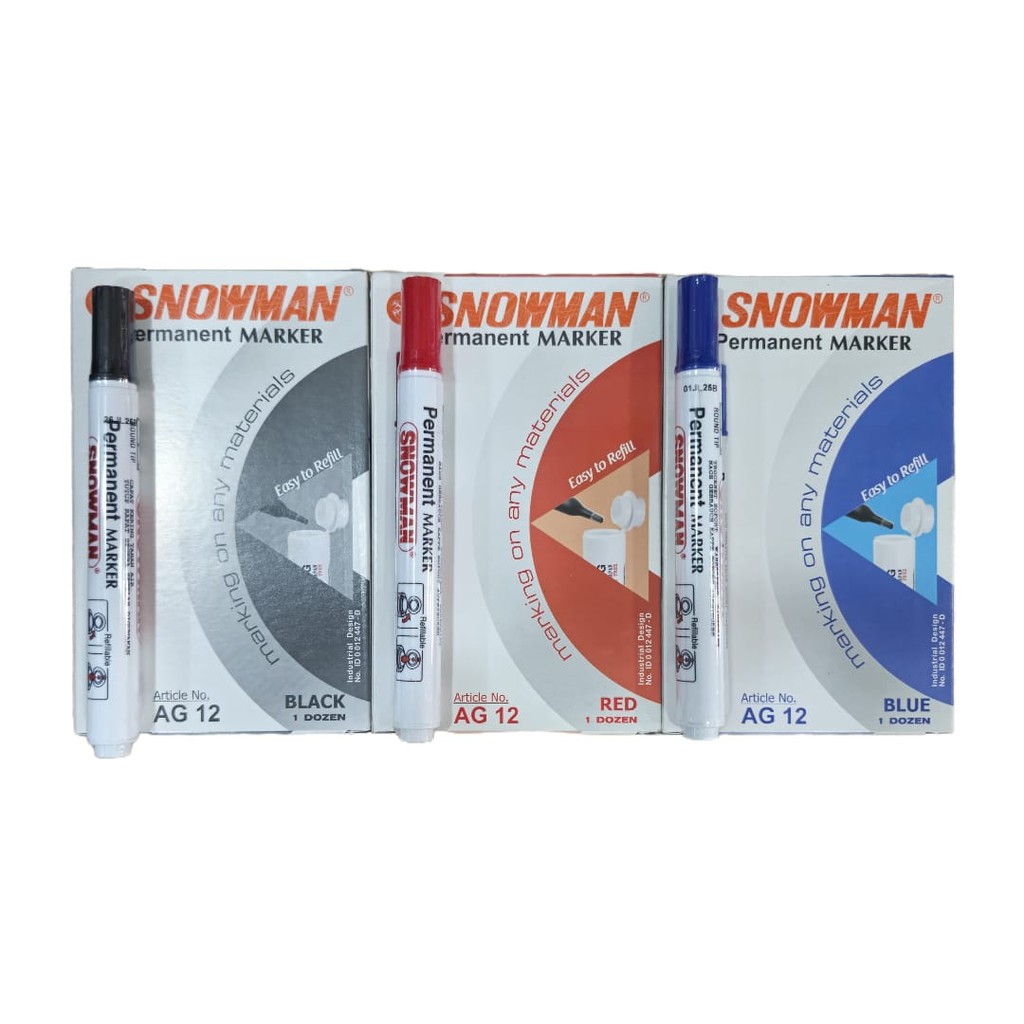 

AG12 Spidol Snowman Permanent Marker AG 12 / Tinta Permanen AG-12 Atk